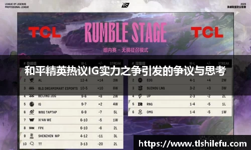 和平精英热议IG实力之争引发的争议与思考